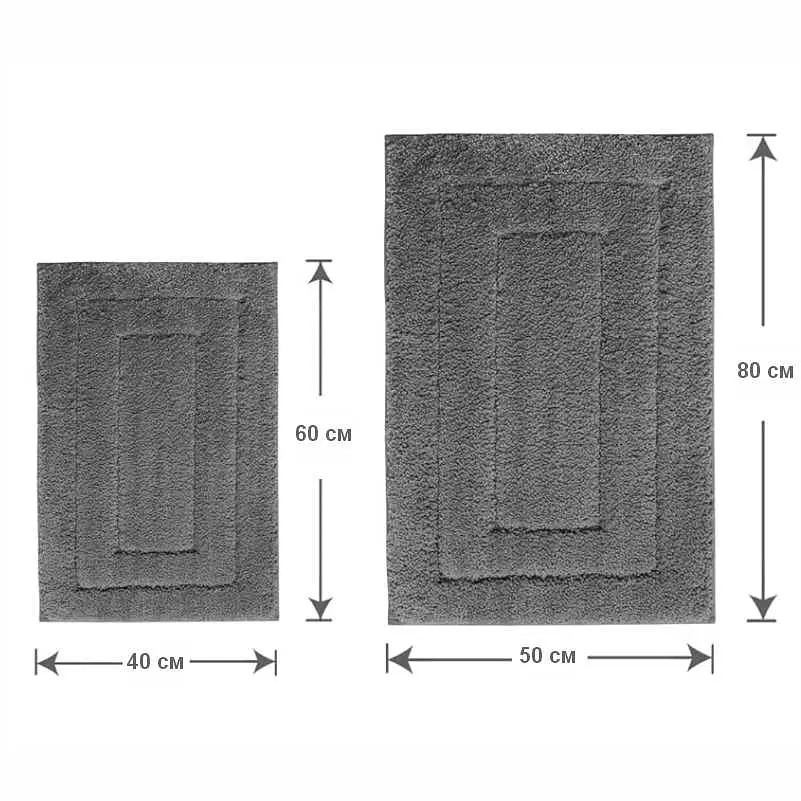  Набор ковриков 2 шт: 40 x 60 см и 50 x 80 см – экстра мягкий, абсорбирующий, прочный, прорезиненный – Серый - фото 2