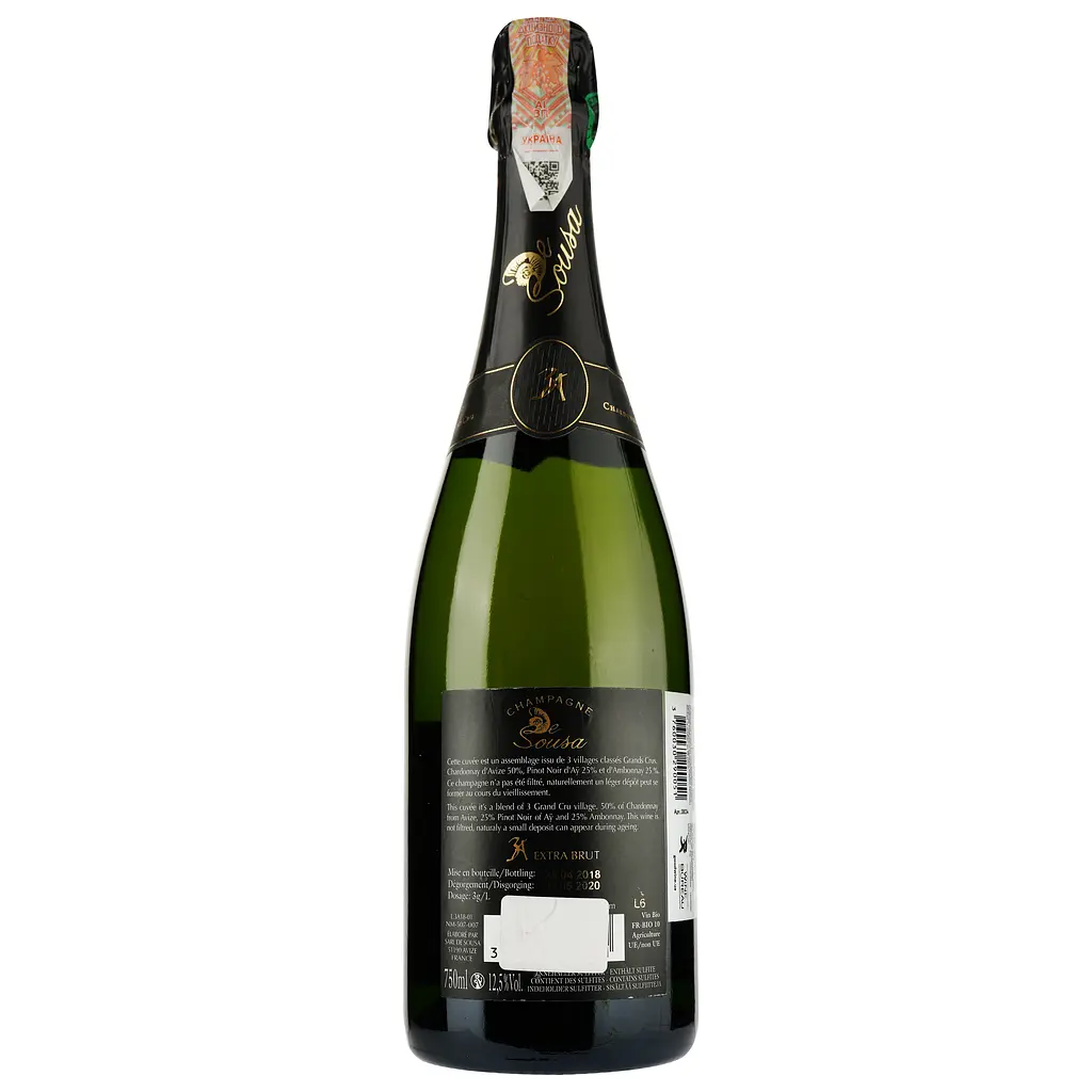 Шампанское De Sousa Cuvee 3A, белое, экстра-брют, 0,75 л - фото 2
