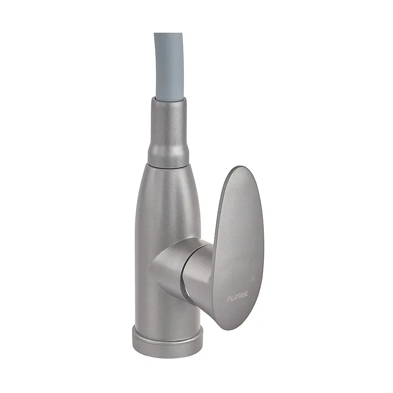 Змішувач для кухні Plamix Cezar-011-B Set Graphite Refl.Gray з силіконовим виливом, з підведенням PM0720, Графіт - фото 3