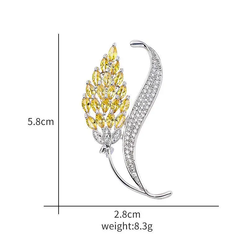 Брошь-булавка колосок пшеницы со стразами - фото 3