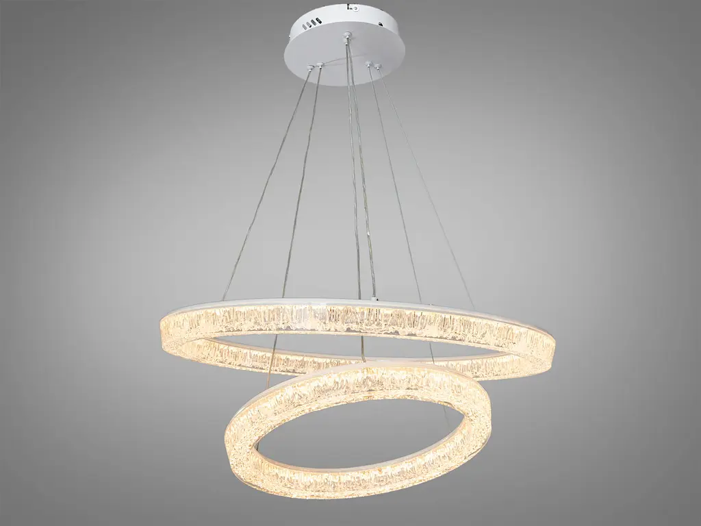 Світлодіодна підвісна люстра Diasha 25108/600+400WH dimmer біла 110 Вт 6050 Лм ПДУ - фото 3