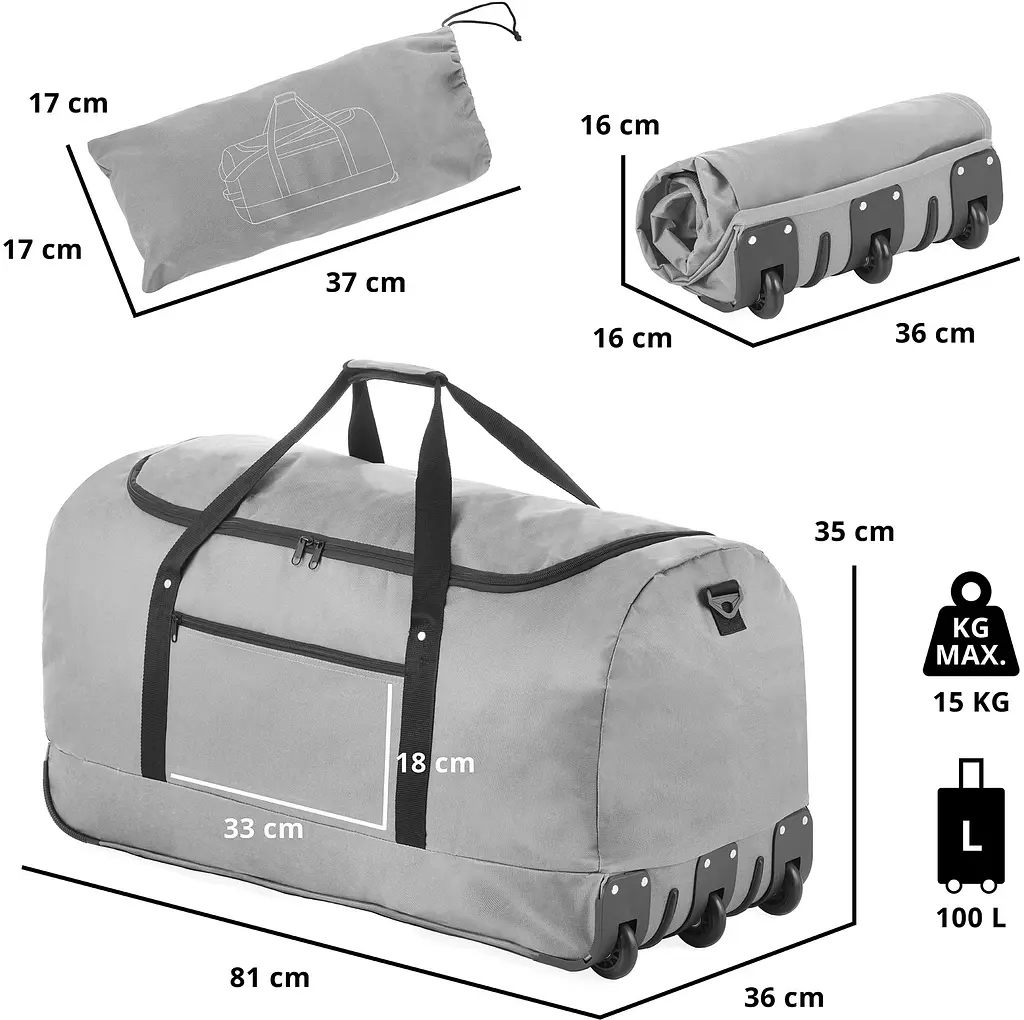 Сумка дорожня на колесах TravelZ Wheelbag 100 Liter Grey (603092) - фото 4