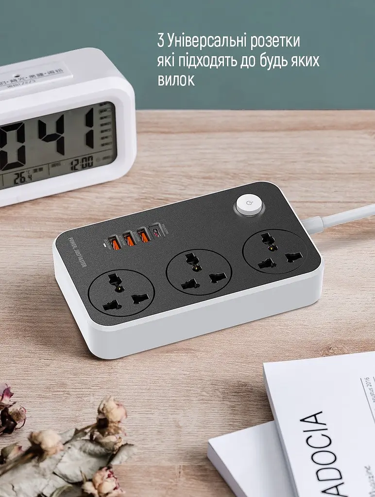 Сетевой фильтр-удлинитель ColorWay 3 розетки / 4 USB 2 м Black (CW-CHU34PDB) - фото 9