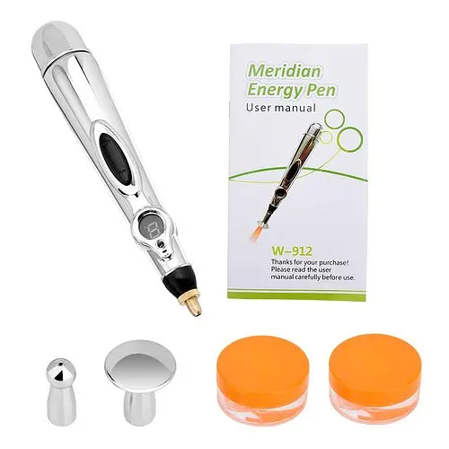 Акупунктурний масажер ручка для фізіотерапії обличчя та тіла Meridian Energy Pen сталевий - фото 2