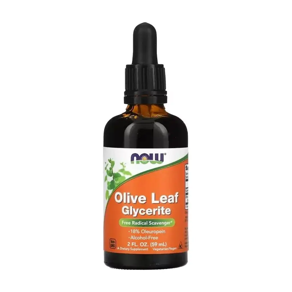 Трави Now Foods Листя оливи, гліцериновий екстракт у краплях, Olive Leaf Glyce (NOW-04898)
