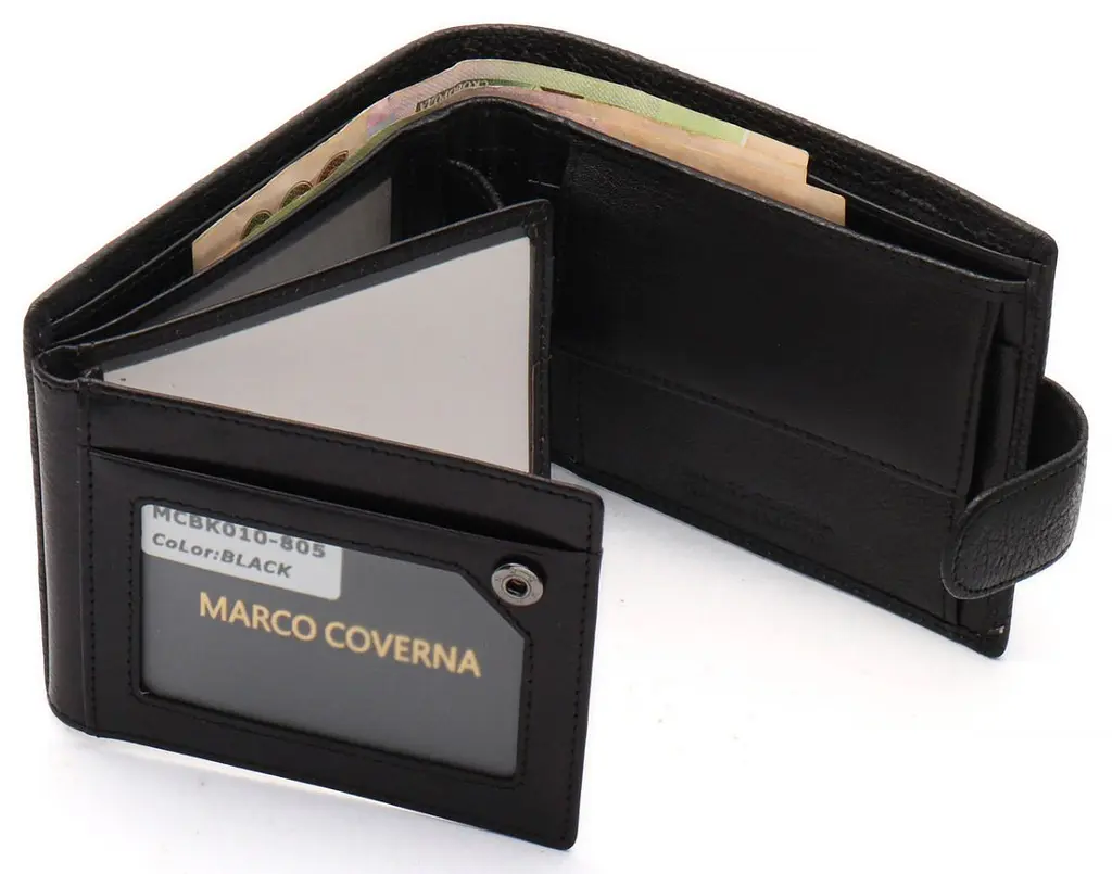 Чорне шкіряне портмоне з відділом для документів Marco Coverna MCBK10-805 10 см - фото 6