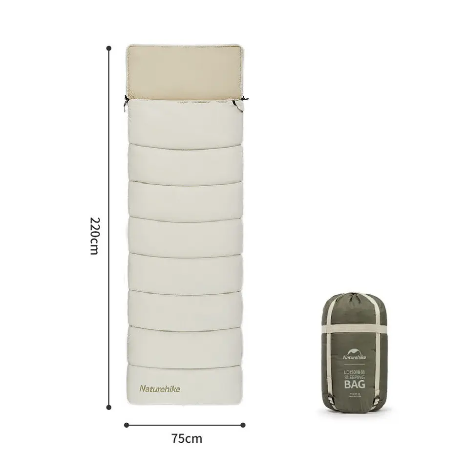 Спальник Naturehike LD150 (CNK2300SD016) +12°C - з капішоном - бежевий - фото 2