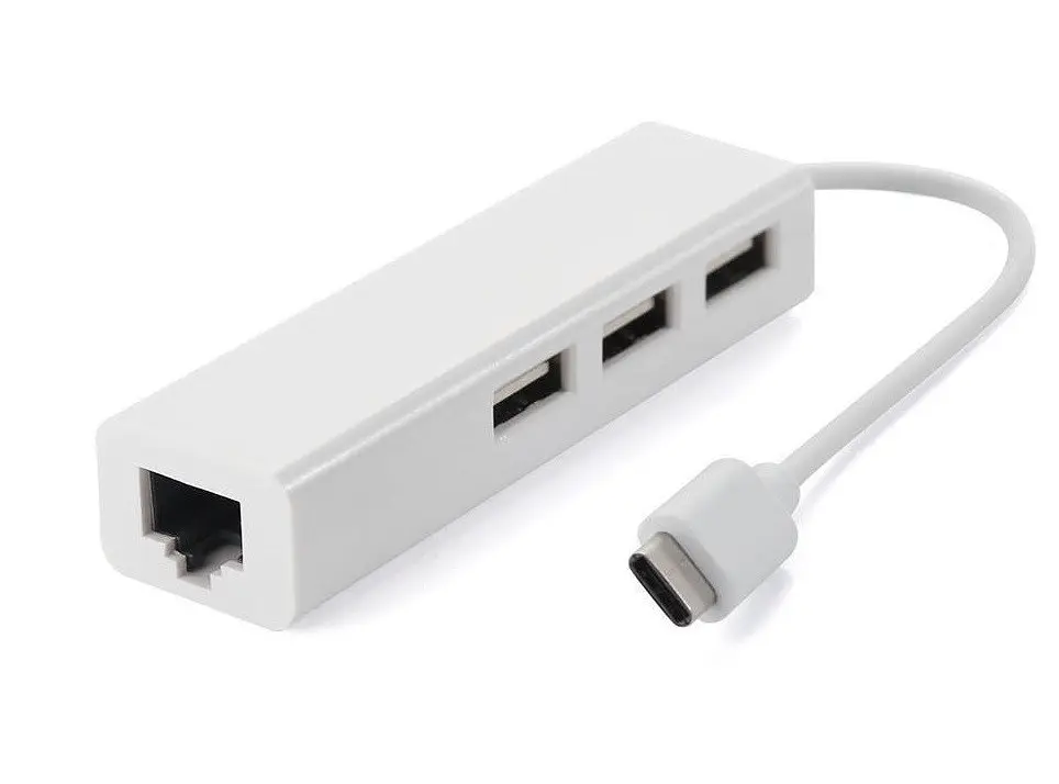 Хаб USB 2.0 Type-C -> 3xUSB 2.0 + RJ45 Fast Ethernet Білий - фото 4