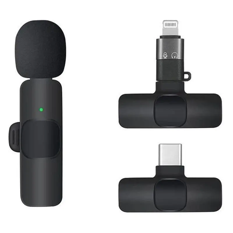 Петличний бездротовий мікрофон BFK12 Trophy Dual-mic Lightning/Type-C Black Borofone teh0029558