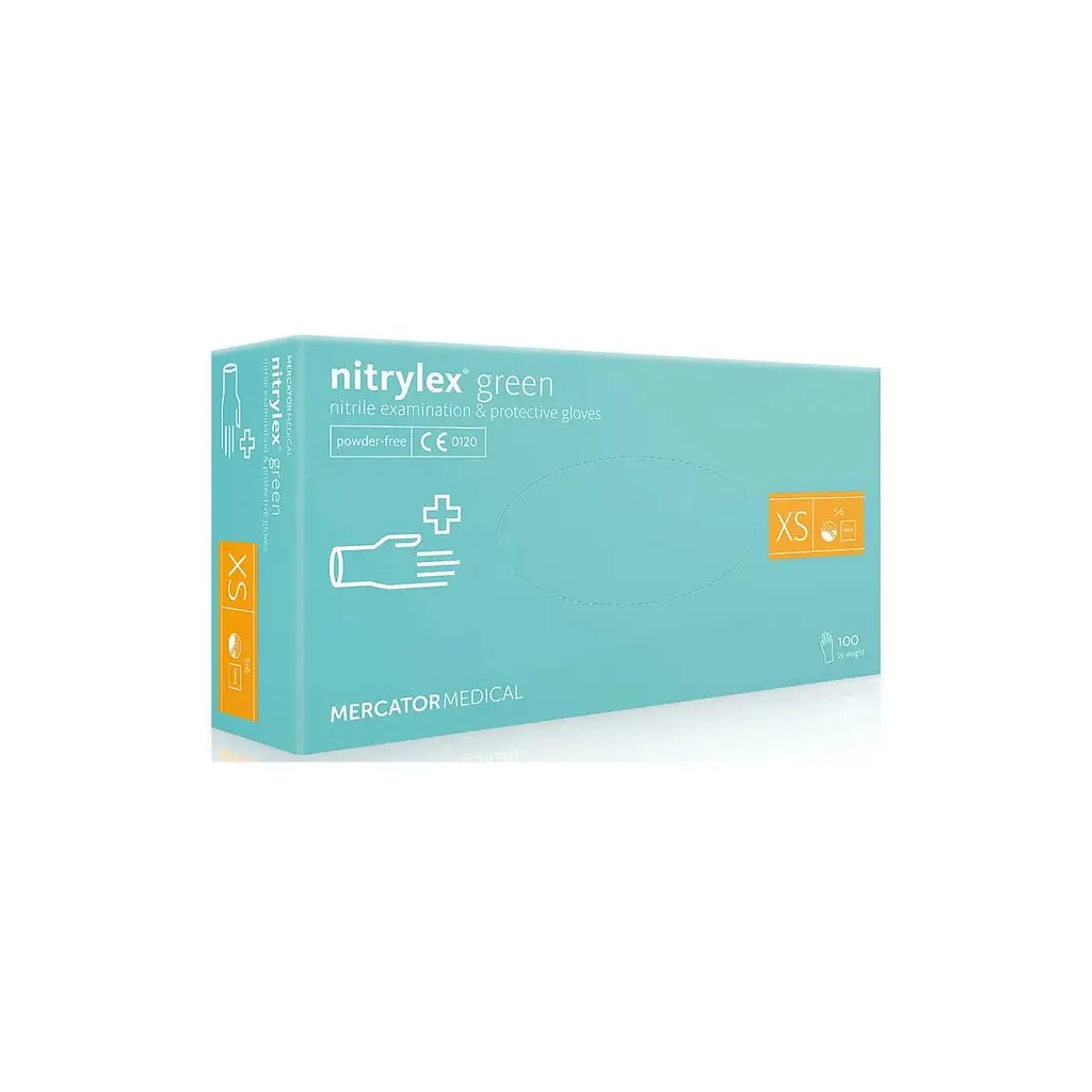 Рукавички нітрілові Mercator Nitrylex Green оглядові нестерильні неопудрені зелені XS 50 пар - фото 2