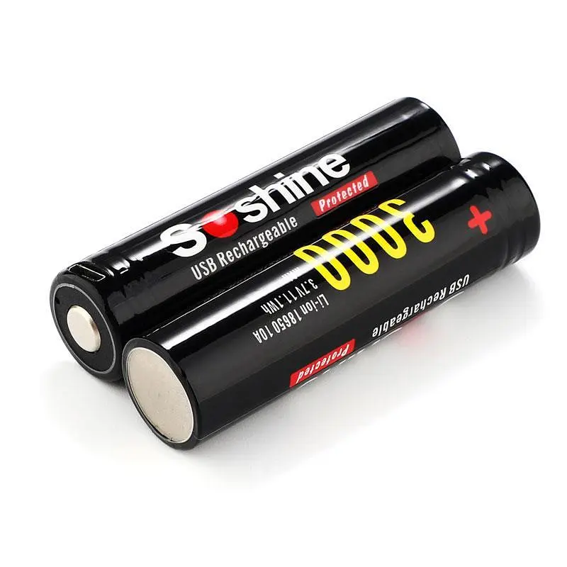 Акумулятор Soshine 18650 Li-Ion microUSB 3000mAh 1шт - фото 3