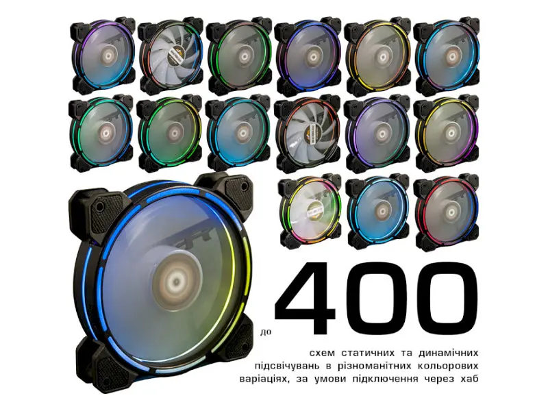 Вентилятор для корпусу Frime Iris LED Fan Think Ring RGB HUB (FLF-HB120TRRGBHUB16) - фото 2