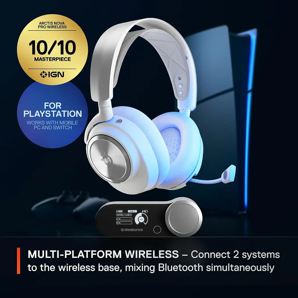 Игровая гарнитура SteelSeries Arctis Nova Pro Wireless P White PC/PS/SW/MAC/MOB - фото 6