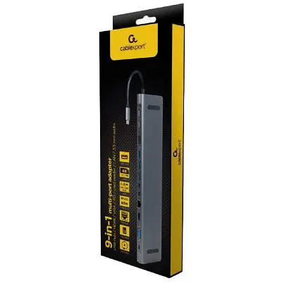 Концентратор Cablexpert USB-C 9-in-1 (Hub/HDMI/VGA/PD/card-reader/lan/audio) (A-CM-COMBO9-01) - фото 3