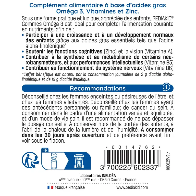 Ведмежуйки Pediakid Gommes Omega 3, 60 жувальних мармеладок - фото 4