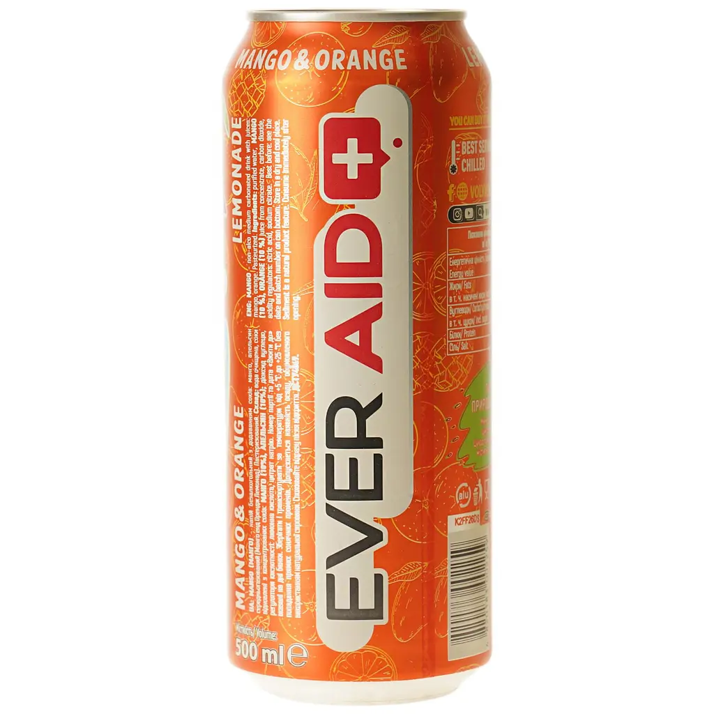 Напиток безалкогольный Ever Aid Mango & Orange Lemonade 0.5 л ж/б - фото 3