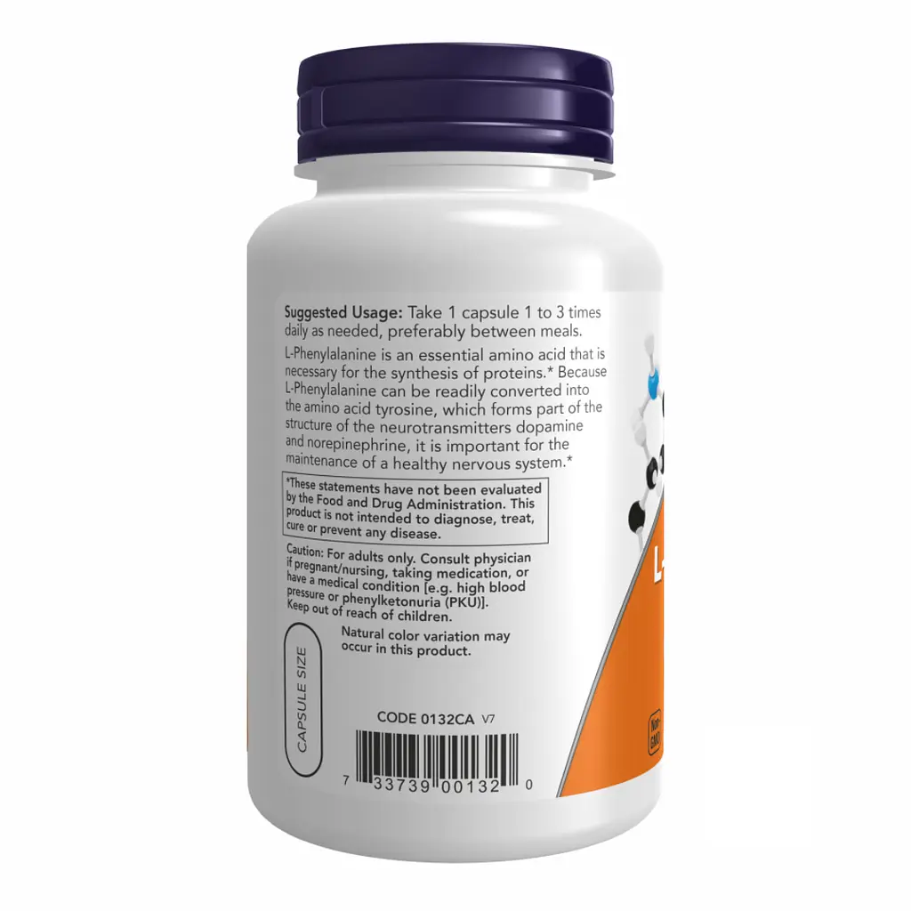Аминокислота Now Foods L-Phenylalanine 500 мг 120 капсул - фото 3