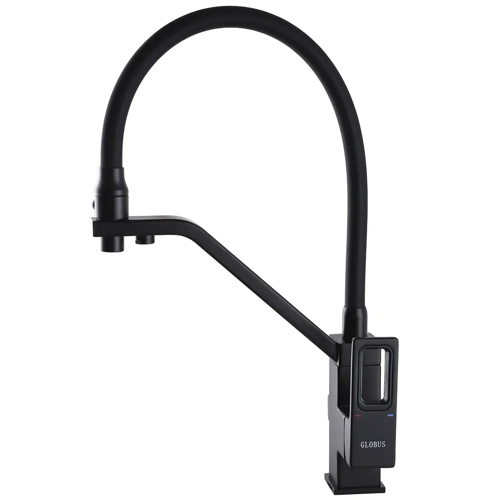 Смеситель для кухни под осмос Globus Lux PIANO GLPN-0900-10-BB черный одноручный с поворотным изливом для фильтрации воды - фото 7