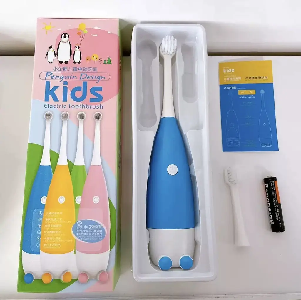 Дитяча електрична зубна щітка Пінгвінчик Focus Kids. Синя - фото 14