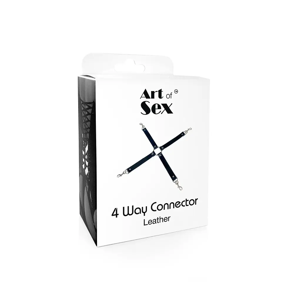 Хрестовина з натуральної шкіри Art of Sex - 4 Way Connector, Чорний Art of Sex SO7480 94916 - фото 4