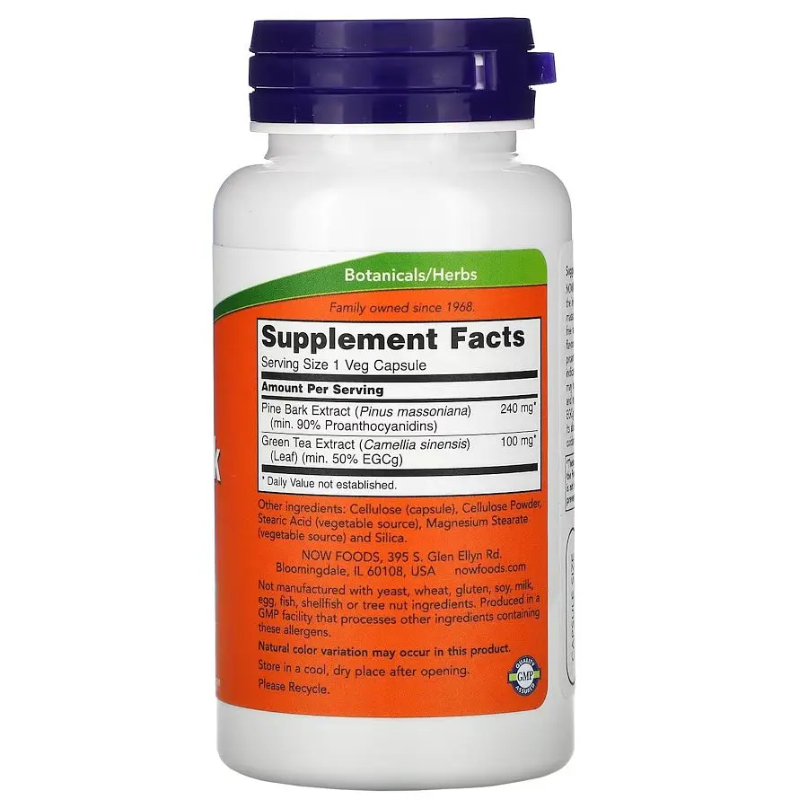 Натуральна добавка Pine Bark Extract 240 mg, 90 вегакапсул NOW fit0015560 - фото 2