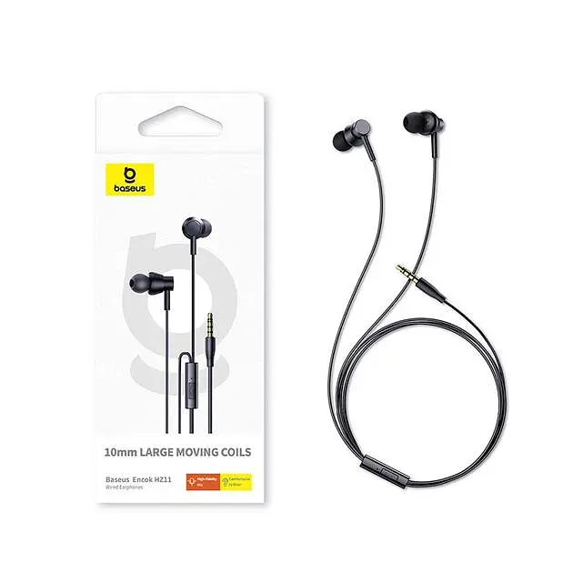 Проводные вакуумные наушники Baseus Encok HZ11 Wired Earphones, 3.5mm, 1.2m, (A00164200213-Z1) black - фото 5