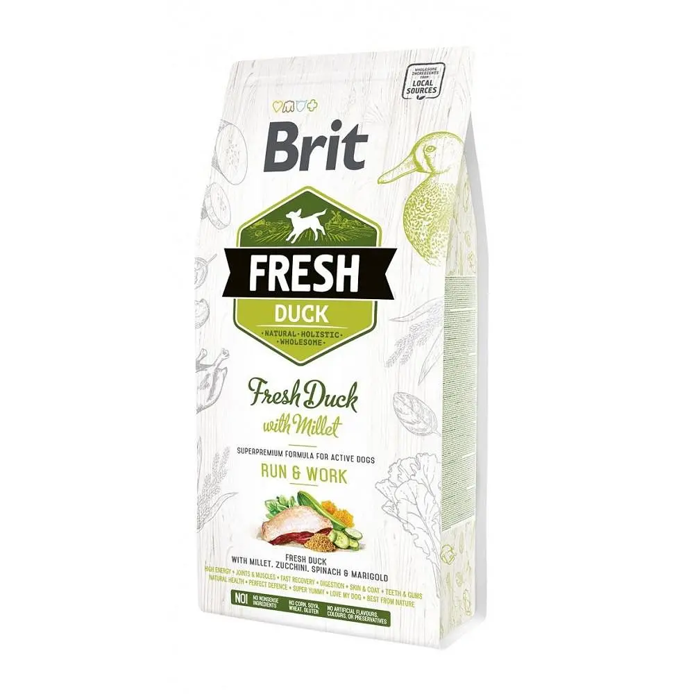 Сухий корм Brit Fresh для дорослих активних собак качка і пшоно 2.5 кг (170998/530823)