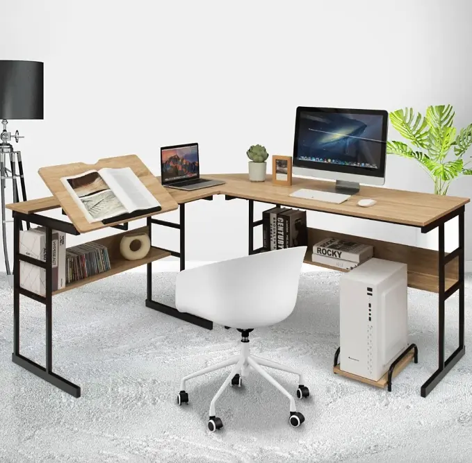 Комп'ютерний стіл Costway Fulton з регульованою панеллю в стилі Loft