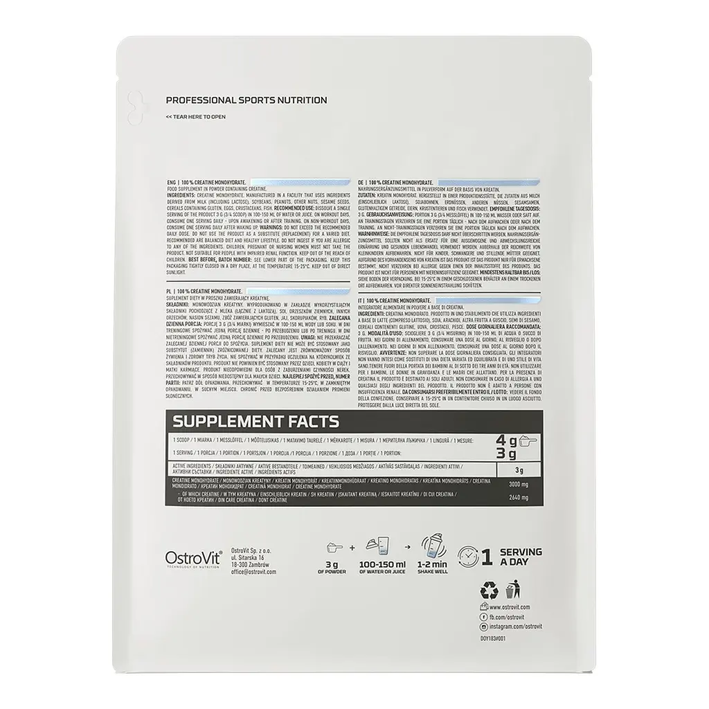 Креатин OstroVit Creatine Monohydrate, 300 грам - Без смаку - фото 2