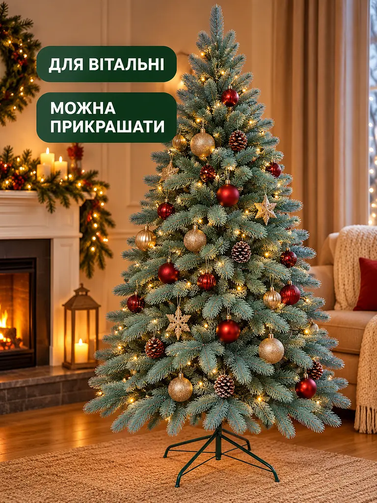 Лита штучна ялинка YaLINKA BB18 Верховина 180 см на металевій підставці, блакитна (49676433) - фото 8