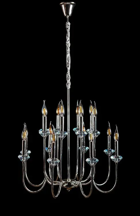 Елегантна люстра зі свічками Splendid Ray L9048/6+6 (silver), хром, 12 ламп E14, діаметр 57 см - фото 2
