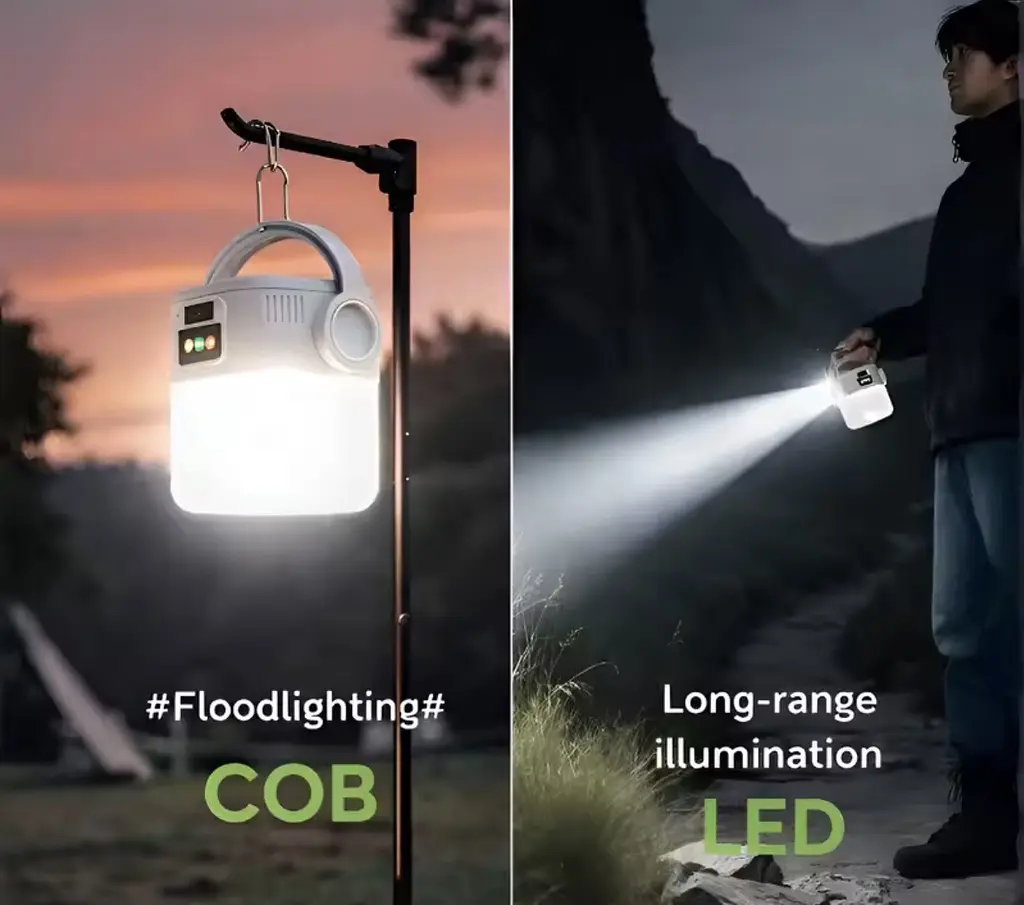 Кемпінговий ліхтар 2-в-1 на сонячній батареї та USB, 360° LED, з підвісом і дисплеєм заряду - фото 3