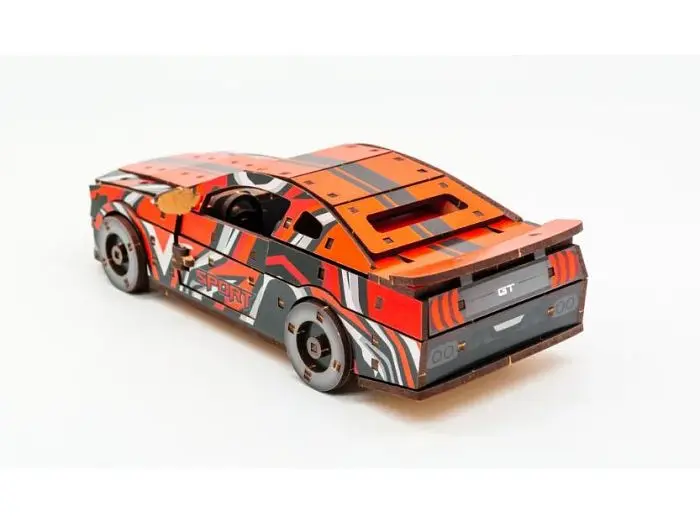Дерев'яний 3D конструктор Muscle car GT, Puzzleоk (Puz-00641), 162 дет. (червона) - фото 3