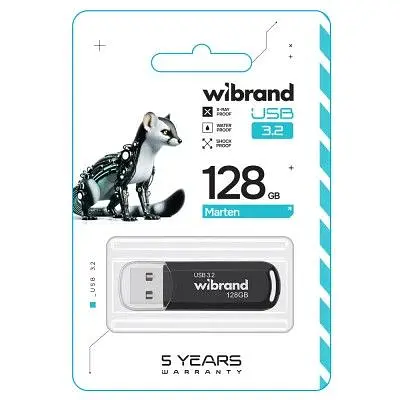 USB флеш накопичувач Wibrand 128GB Marten Black USB 3.2 Gen 1 (USB 3.0) (WI3.2/MA128P10B) - фото 2