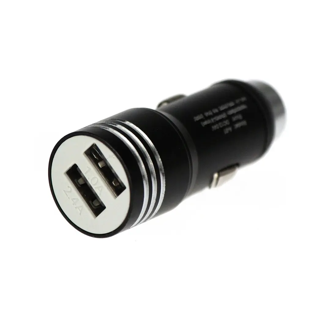 Автомобильное зарядное устройство в прикуриватель, адаптер USB с двумя портами, черный - фото 2