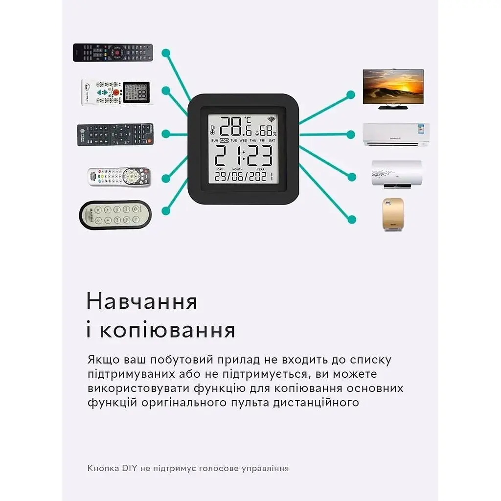 Розумний Wi-Fi датчик температури та вологості повітря Tuya SmartLife Model №3 wifi термометр гігрометр + IR Remote Black - фото 3