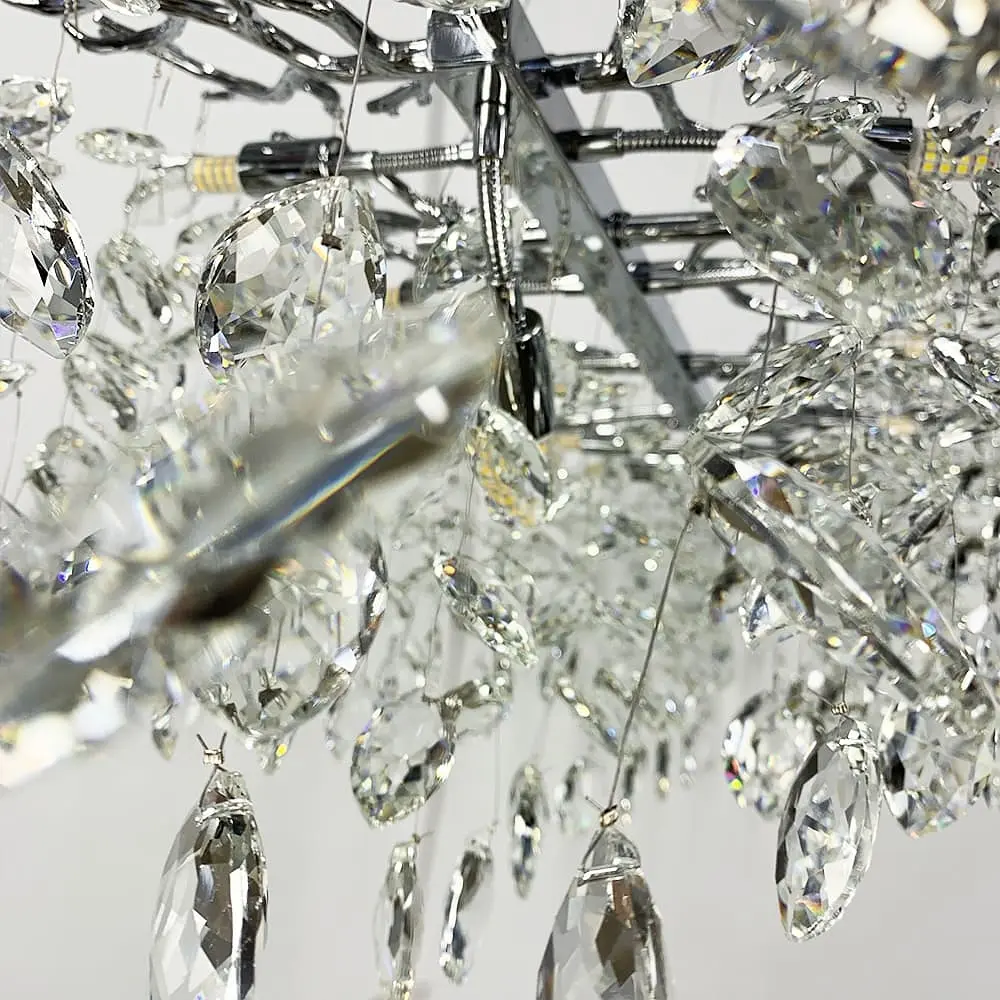 Удлиненная серебряная люстра DIAMINA с хрустальными камнями в корпусе 100 см | Ст. 33007-L1000*400 CH | Line F - фото 3