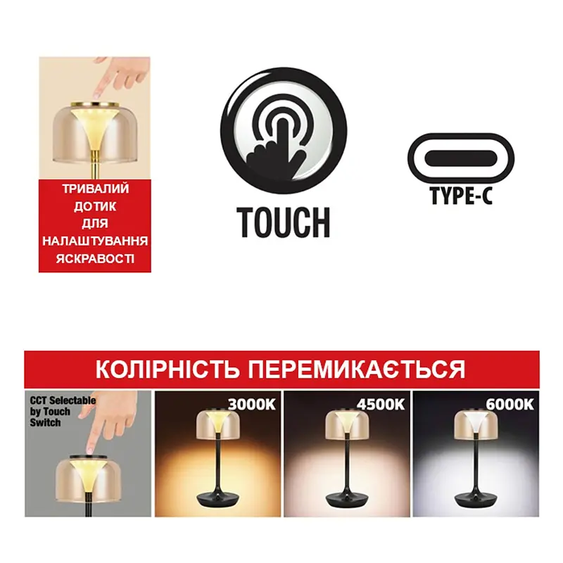 Светильник настольный Horoz Electric LED Magnum-3CCT 2W 3000K-4500K-6000 черный - фото 3