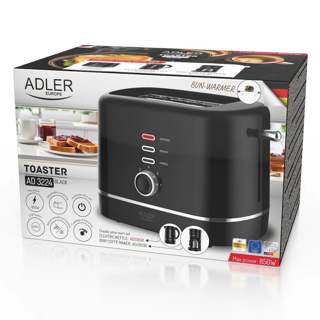 Тостер Adler AD 3224 black - фото 7