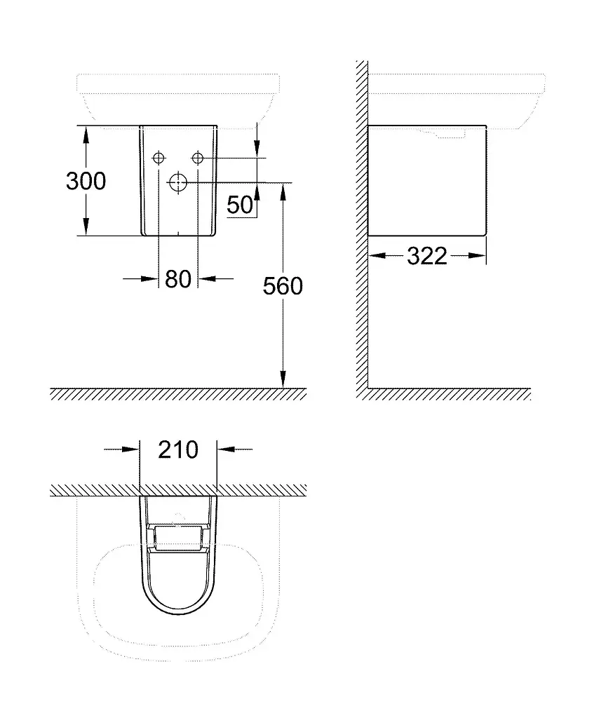Напівп'єдестал для раковини Euro Ceramic Grohe 39201000, Білий - фото 5