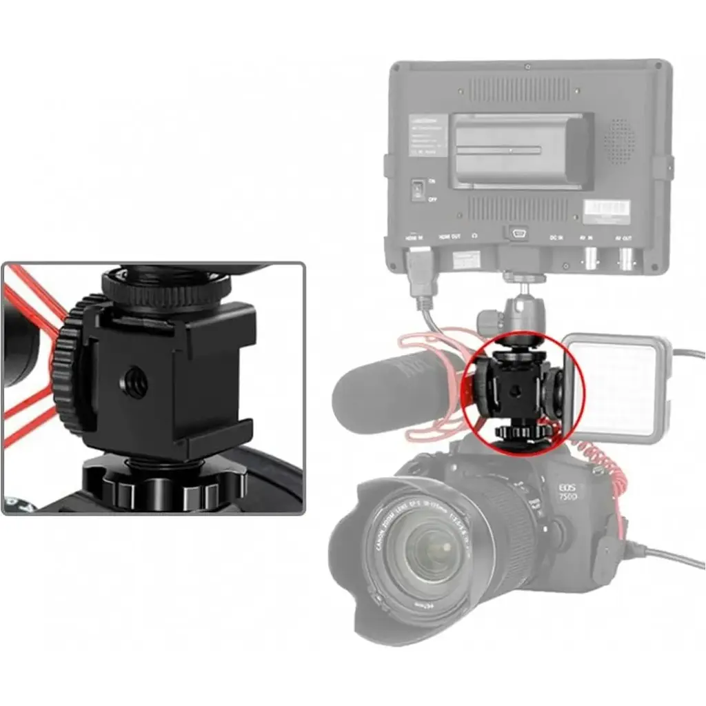 Потрійний адаптер на камеру Холодний башмак AC Prof AL-11 [121050] - фото 4