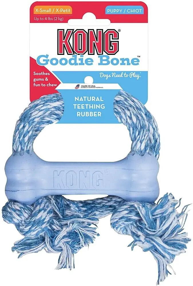 Жувальна кістка для цуценят KONG Puppy Goodie Bone з мотузкою - фото 2