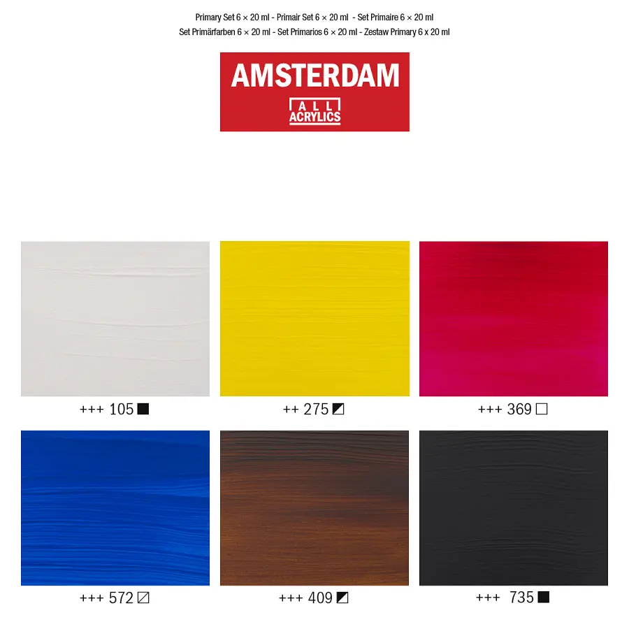 Набор акриловых красок AMSTERDAM PRIMARY 6х20 мл Royal Talens - фото 4