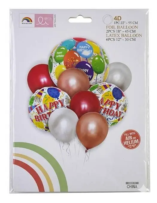 Набір надувних фольгованих кульок Happy Birthday яскраві декоративні для свят 6 шт Різні кольори - фото 2