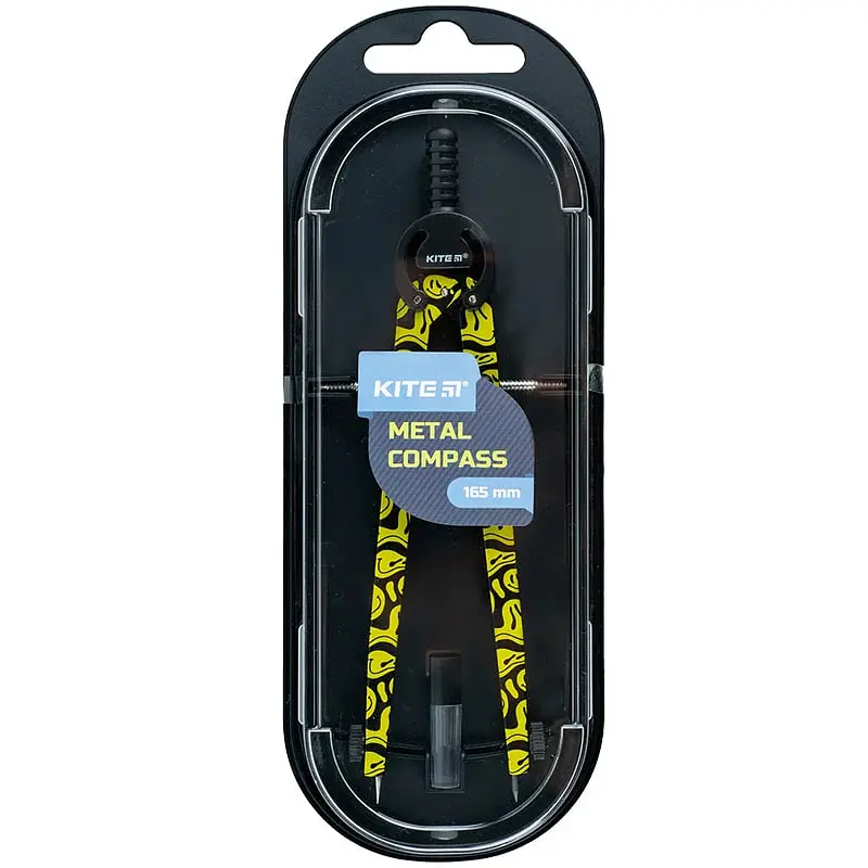 Циркуль металевий Kite з грифелем у футлярі 16.5 см жовтий з принтом (K24-415-1) - фото 2