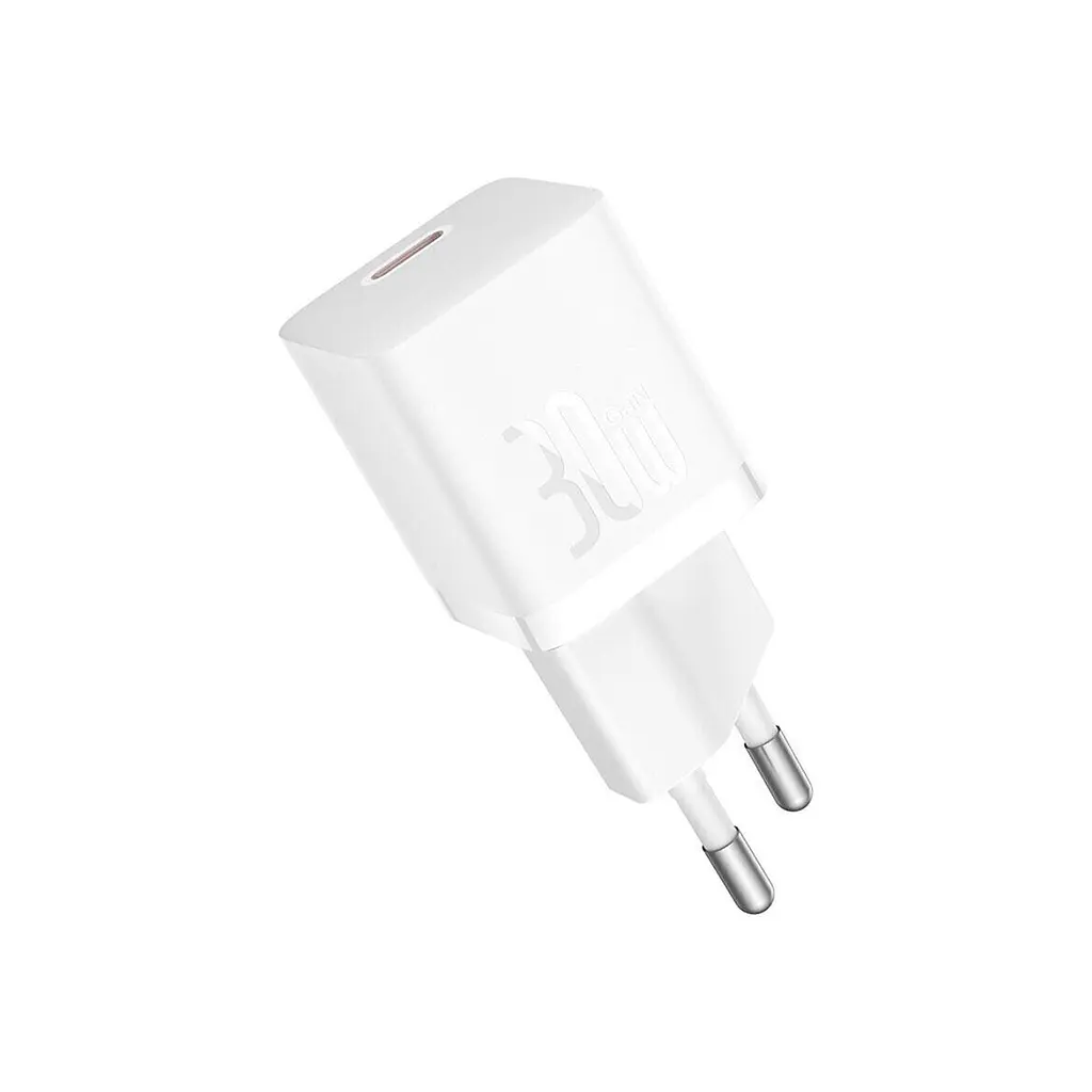 Зарядний пристрій Baseus GaN5 швидке заряджання USB-C 30 Вт + кабель 1.0 м USB-C 100 Вт білий (P10110902213-00) - фото 5