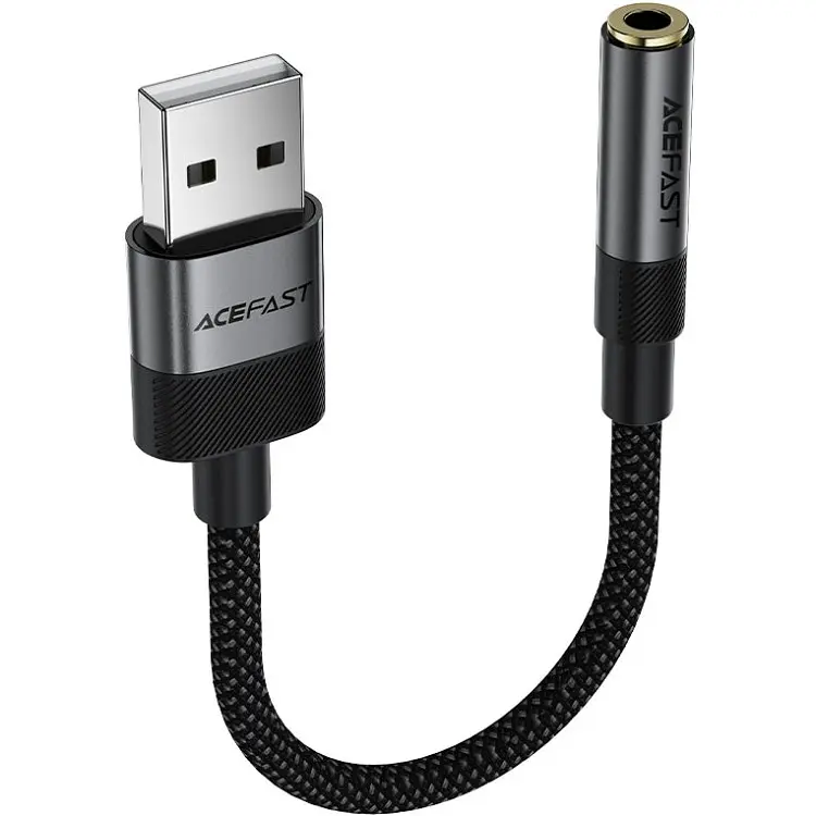 Перехідник USB-A 3.5 mm 15cm audio converter J13 Acefast чорний - фото 2