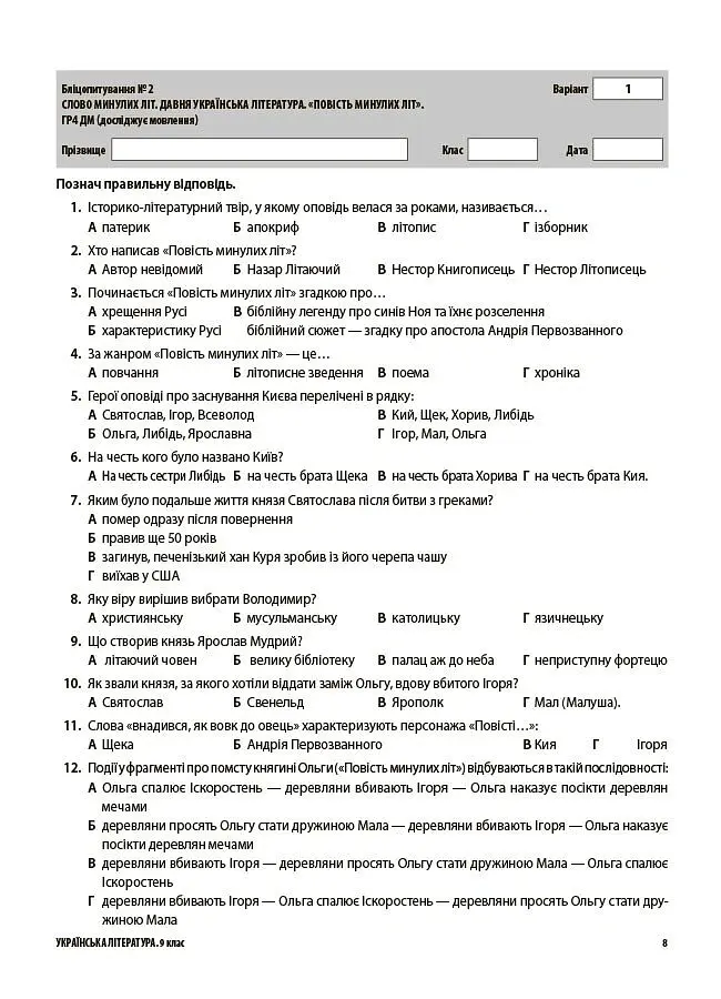 Українська література. Усі діагностувальні роботи. 9 клас - Ольга Куцінко - фото 6