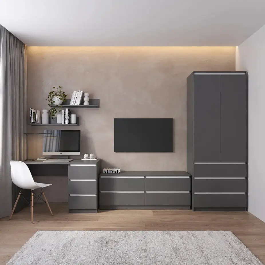 Комплект меблів у вітальню VAYS шафа R-9, тумба R-6, стіл R-1, полиці М-22 - фото 2