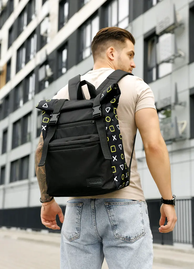 Мужской рюкзак Sambag Roll Top черный оксфорд принт 41 х 30 х 16 см (24238731m) - фото 3